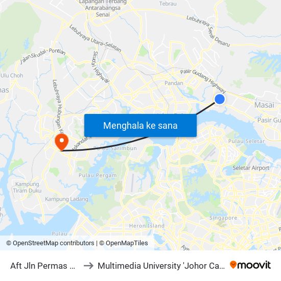 Aft Jln Permas 8/14 to Multimedia University 'Johor Campus' map