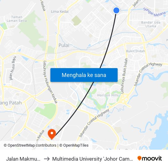 Jalan Makmur 1 to Multimedia University 'Johor Campus' map