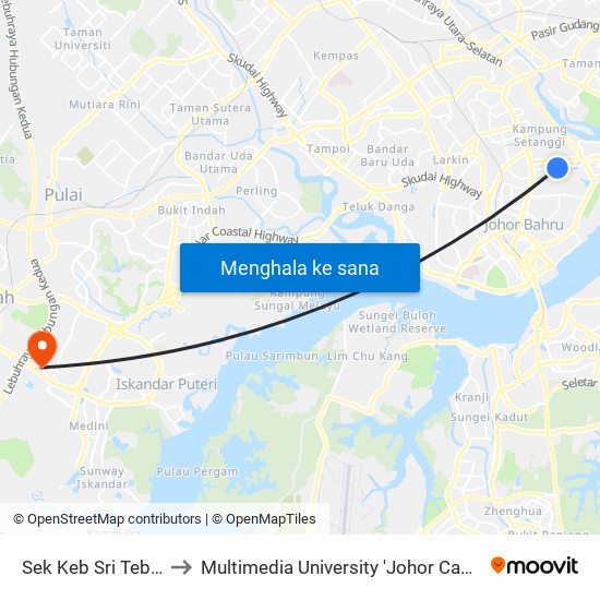 Sek Keb Sri Tebrau to Multimedia University 'Johor Campus' map
