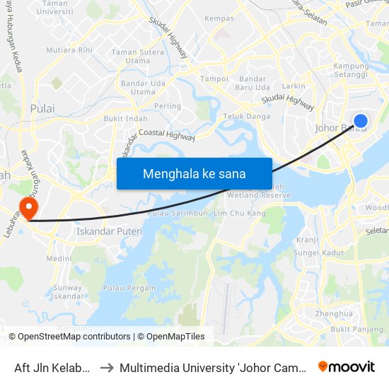 Aft Jln Kelabu 3 to Multimedia University 'Johor Campus' map