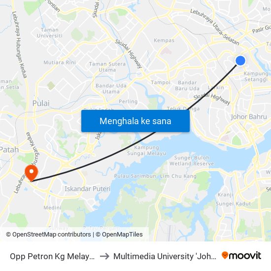 Opp Petron Kg Melayu Majidee to Multimedia University 'Johor Campus' map