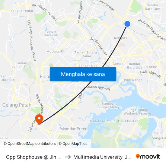 Opp Shophouse @ Jln Setia Tropika to Multimedia University 'Johor Campus' map