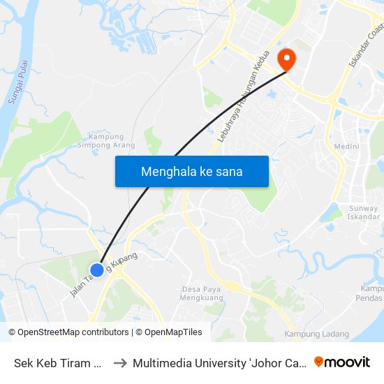 Sek Keb Tiram Duku to Multimedia University 'Johor Campus' map