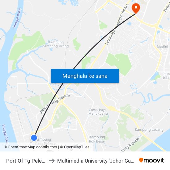 Port Of Tg Pelepas to Multimedia University 'Johor Campus' map