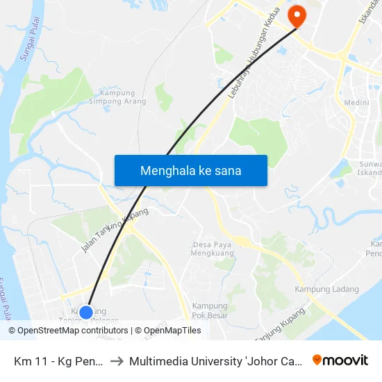 Km 11 - Kg Pendas to Multimedia University 'Johor Campus' map