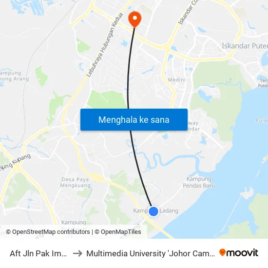 Aft Jln Pak Imam to Multimedia University 'Johor Campus' map