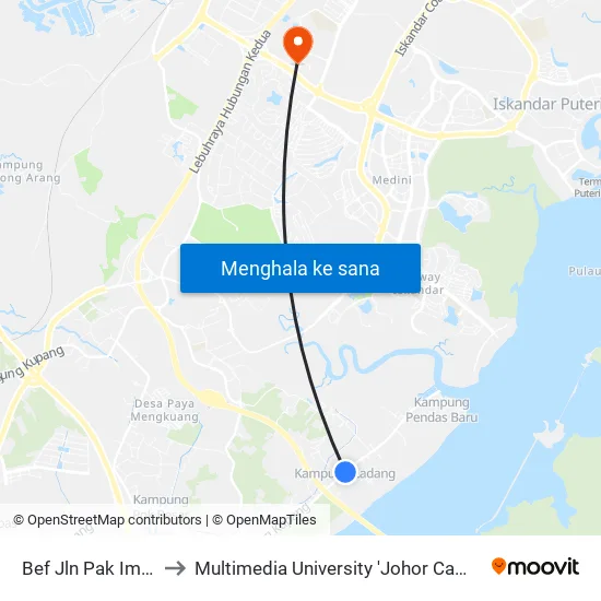 Bef Jln Pak Imam to Multimedia University 'Johor Campus' map