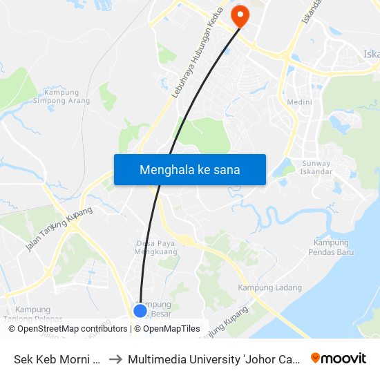 Sek Keb Morni Pok to Multimedia University 'Johor Campus' map