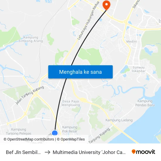 Bef Jln Sembilang to Multimedia University 'Johor Campus' map