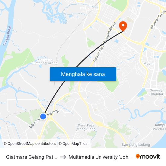 Giatmara Gelang Patah (Pulai) to Multimedia University 'Johor Campus' map