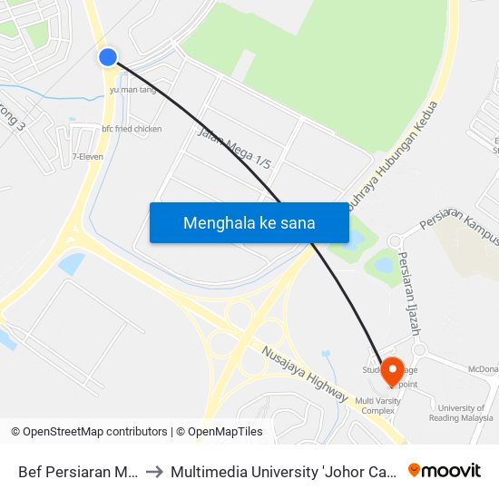 Opp Taman Nusa Puncak to Multimedia University 'Johor Campus' map