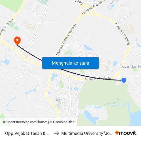 Opp Pejabat Tanah & Galian Johor to Multimedia University 'Johor Campus' map