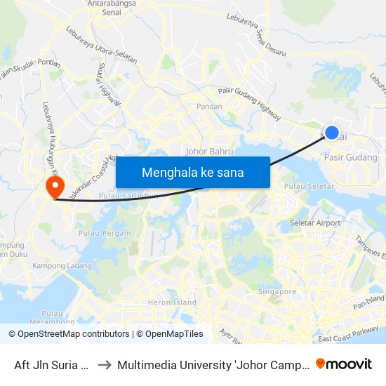 Aft Jln Suria 80 to Multimedia University 'Johor Campus' map