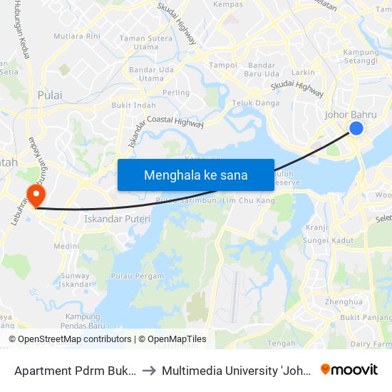 Apartment Pdrm Bukit Chagar to Multimedia University 'Johor Campus' map