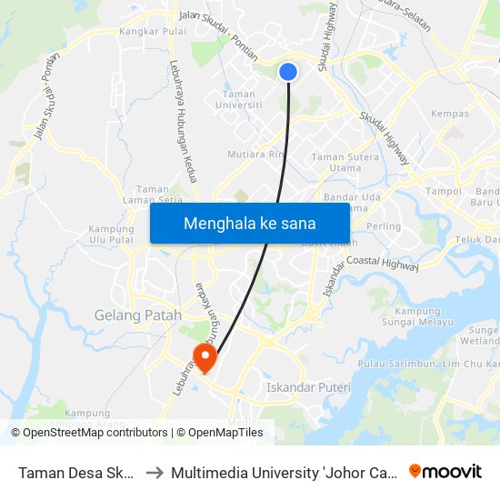 Taman Desa Skudai to Multimedia University 'Johor Campus' map