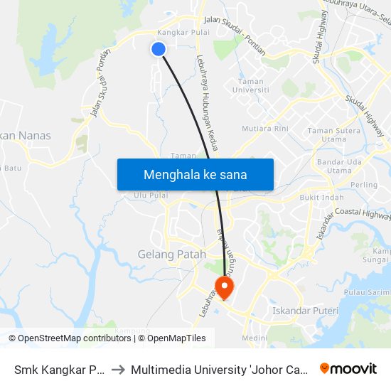 Smk Kangkar Pulai to Multimedia University 'Johor Campus' map