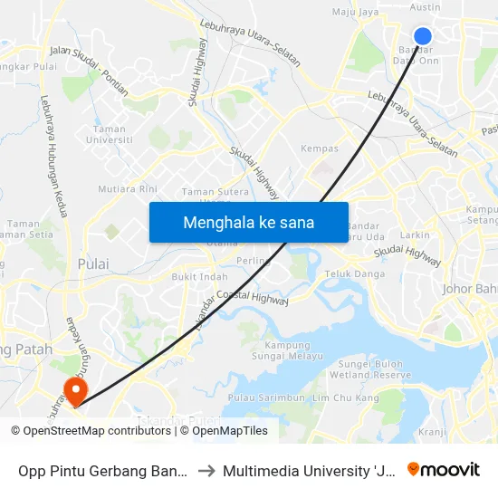 Opp Pintu Gerbang Bandar Dato' Onn to Multimedia University 'Johor Campus' map