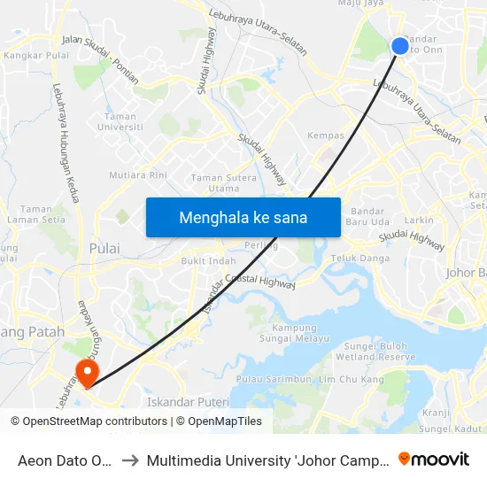 Aeon Dato Onn to Multimedia University 'Johor Campus' map
