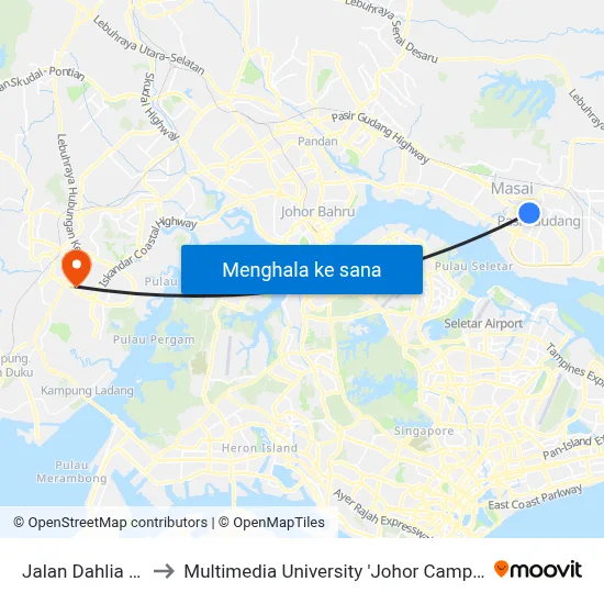 Jalan Dahlia 45 to Multimedia University 'Johor Campus' map