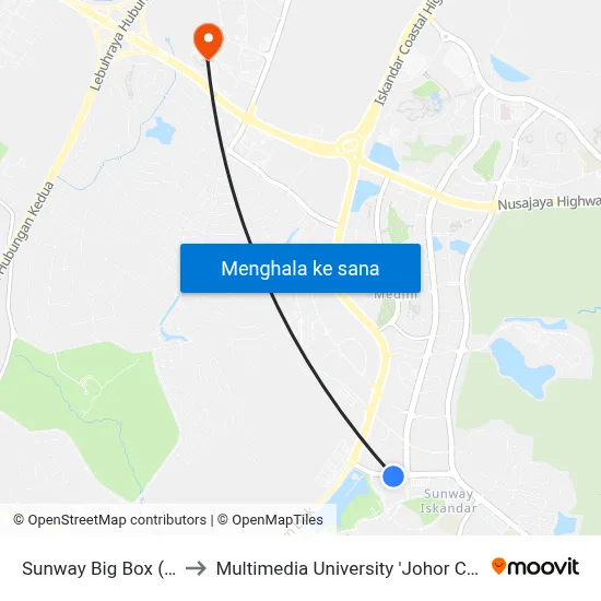 Sunway Big Box (Nsk) to Multimedia University 'Johor Campus' map