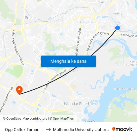 Opp Caltex Taman Perling to Multimedia University 'Johor Campus' map