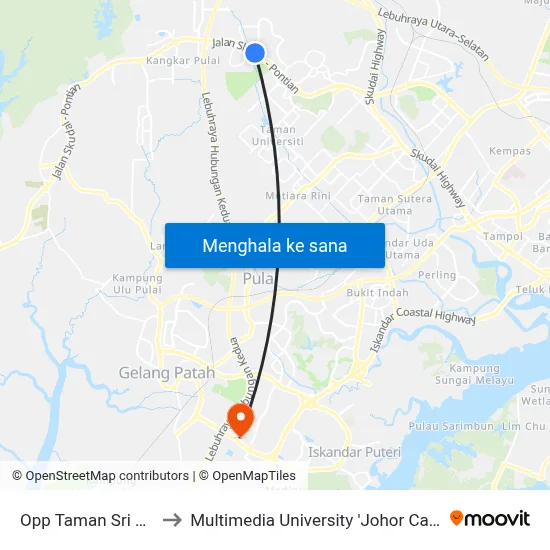 Opp Taman Sri Pulai to Multimedia University 'Johor Campus' map