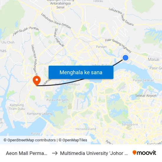 Aeon Mall Permas Jaya to Multimedia University 'Johor Campus' map