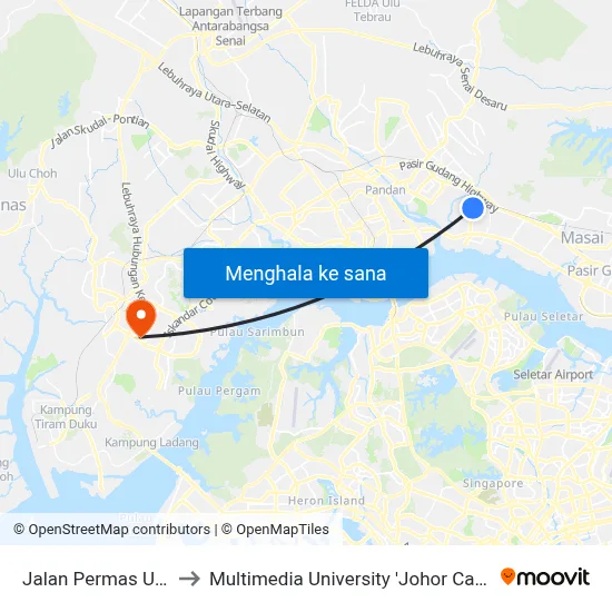 Jalan Permas Utara to Multimedia University 'Johor Campus' map