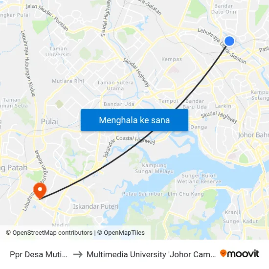Ppr Desa Mutiara to Multimedia University 'Johor Campus' map