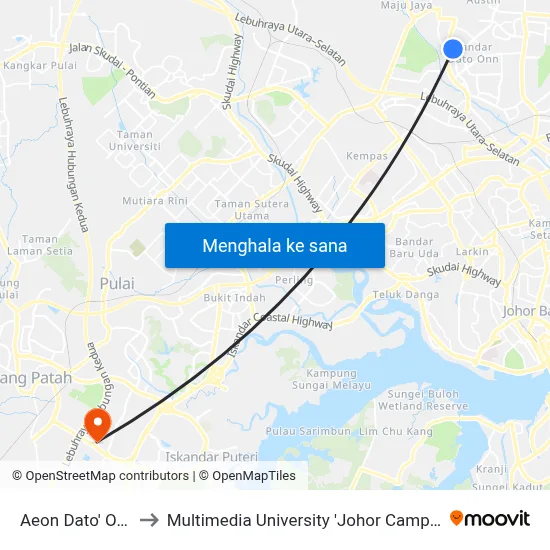 Aeon Dato' Onn to Multimedia University 'Johor Campus' map