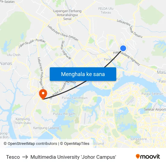 Tesco to Multimedia University 'Johor Campus' map