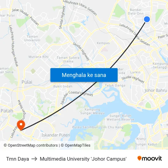 Tmn Daya to Multimedia University 'Johor Campus' map
