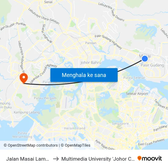 Jalan Masai Lama 103 to Multimedia University 'Johor Campus' map