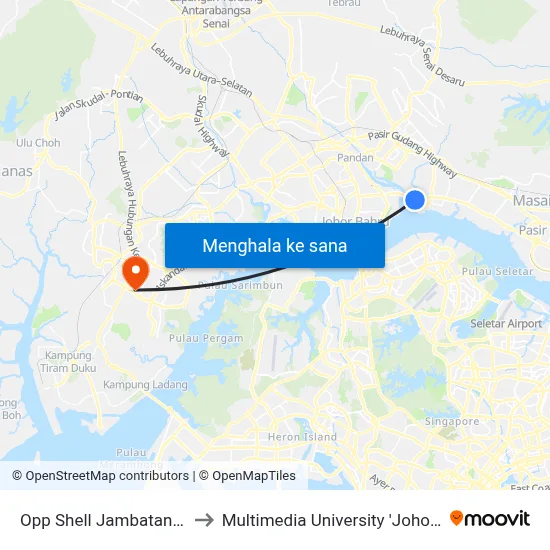 Opp Shell Jambatan Permas to Multimedia University 'Johor Campus' map