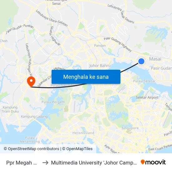Ppr Megah Ria to Multimedia University 'Johor Campus' map