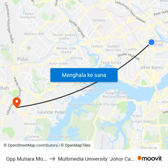 Opp Mutiara Motors to Multimedia University 'Johor Campus' map