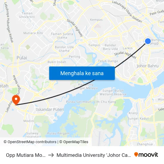 Opp Mutiara Motors to Multimedia University 'Johor Campus' map