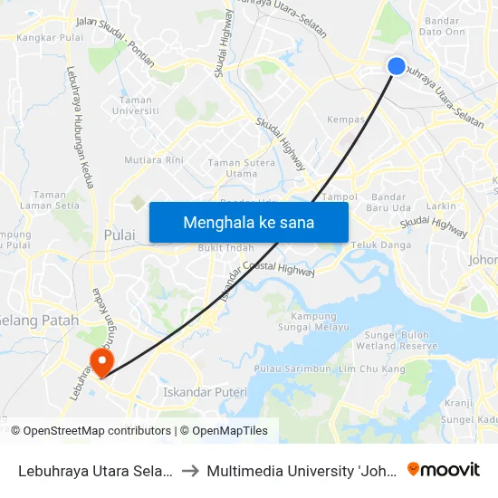 Lebuhraya Utara Selatan (Opp) to Multimedia University 'Johor Campus' map