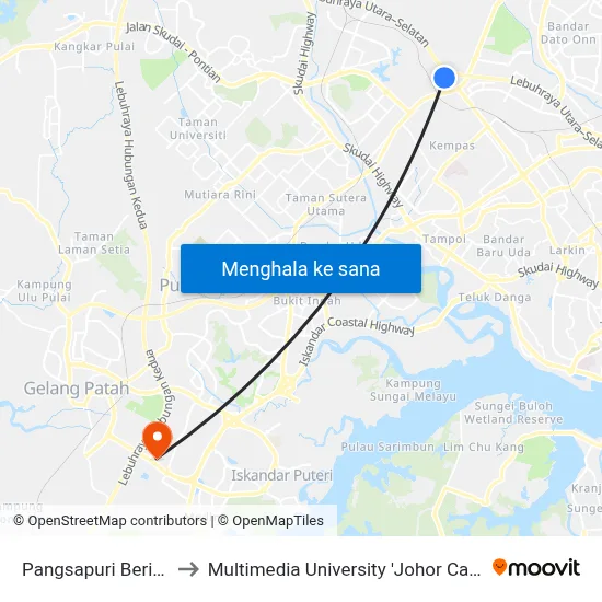 Pangsapuri Beringin to Multimedia University 'Johor Campus' map