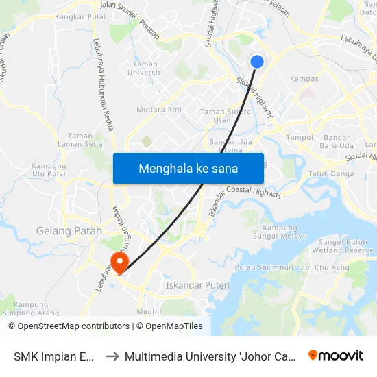 SMK Impian Emas to Multimedia University 'Johor Campus' map