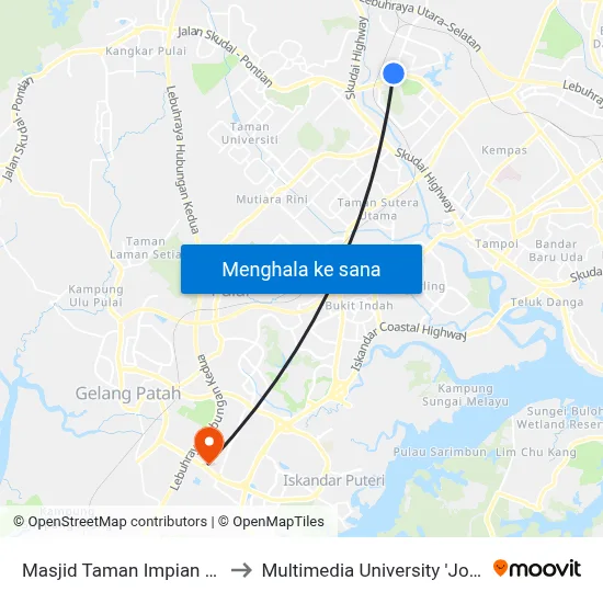 Masjid Taman Impian Emas (Opp) to Multimedia University 'Johor Campus' map
