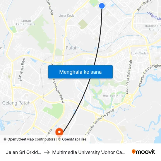 Jalan Sri Orkid 33 to Multimedia University 'Johor Campus' map