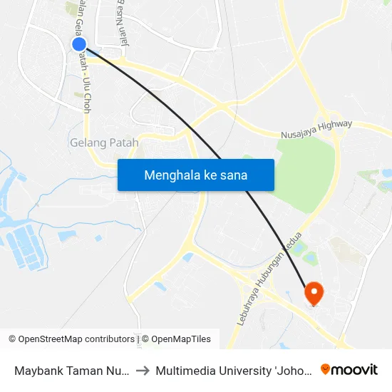 Maybank Taman Nusantara to Multimedia University 'Johor Campus' map