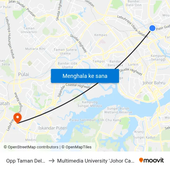 Opp Taman Delima to Multimedia University 'Johor Campus' map
