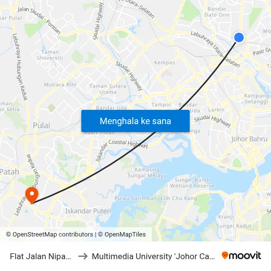 Flat Jalan Nipah 11 to Multimedia University 'Johor Campus' map