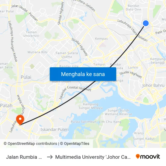 Jalan Rumbia 39 1 to Multimedia University 'Johor Campus' map