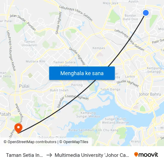 Taman Setia Indah to Multimedia University 'Johor Campus' map