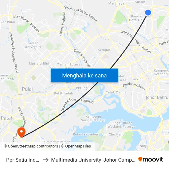 Ppr Setia Indah to Multimedia University 'Johor Campus' map