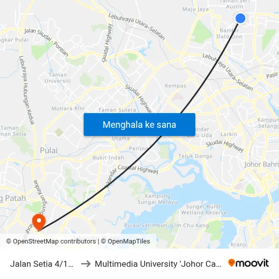 Jalan Setia 4/12 17 to Multimedia University 'Johor Campus' map