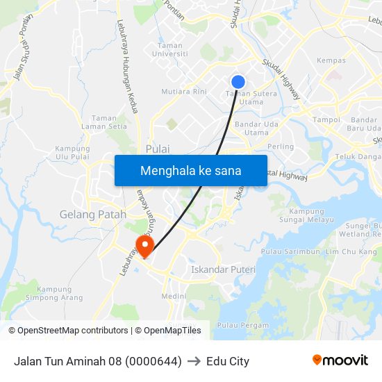 Jalan Tun Aminah 08 (0000644) to Edu City map